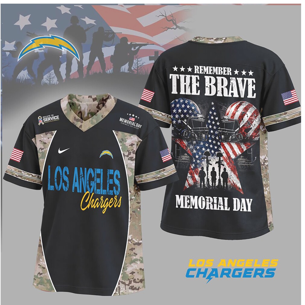 LA Chargers Remember The Brave Memorial Day Military Camo Jersey LA Chargers Remember The Brave Memorial Day Military Camo Jersey