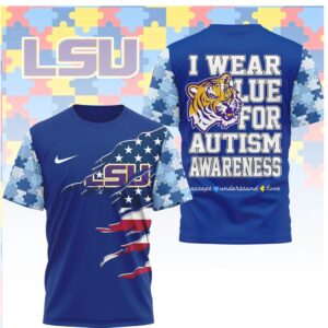 LSU Tigers I Wear Blue For Autism Awareness T Shirt