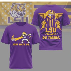 LSU Tigers Just Hate Us Dabbing Mascot & Winged Skull Graphic T Shirt LSU Tigers Just Hate Us Dabbing Mascot & Winged Skull Graphic T Shirt