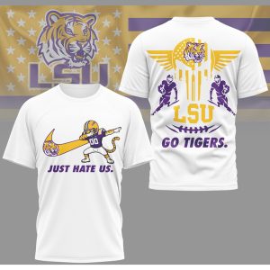 LSU Tigers Just Hate Us Dabbing Mascot & Winged Skull Graphic T Shirt