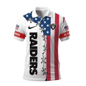 Las Vegas Raiders American Flag Laced Style Polo Shirt