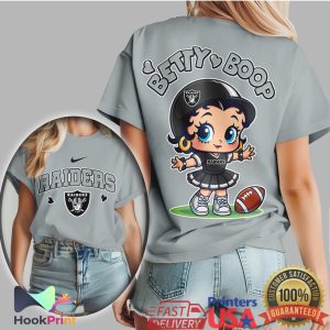 Las Vegas Raiders Betty Boop Graphic Edgy NFL Cheerleader Style T Shirt