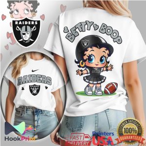 Las Vegas Raiders Betty Boop Graphic Edgy NFL Cheerleader Style T Shirt
