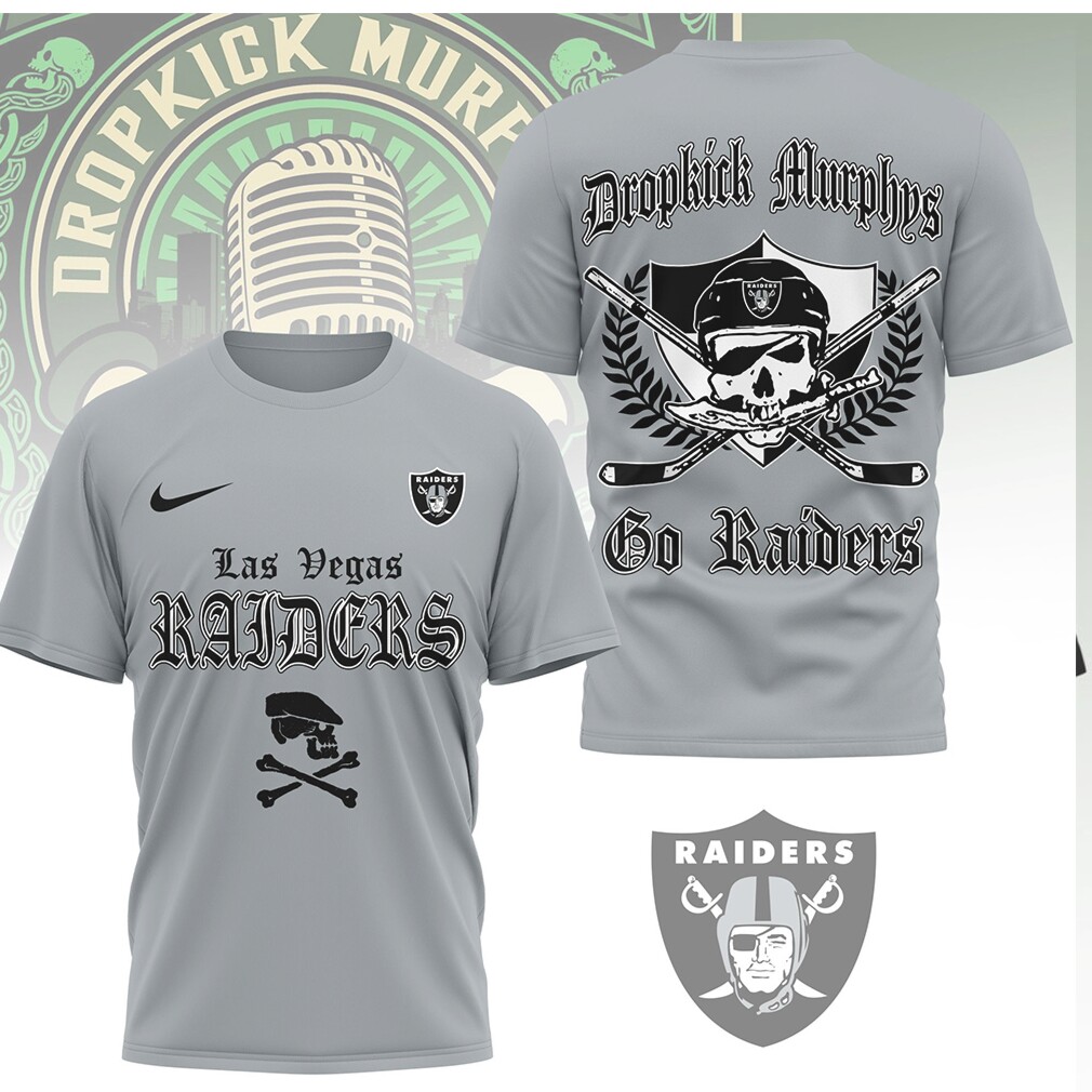 Las Vegas Raiders Dropkick Murphys Style Silver Punk T Shirt Las Vegas Raiders Dropkick Murphys Style Silver Punk T Shirt
