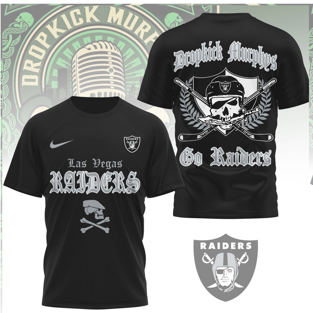 Las Vegas Raiders Dropkick Murphys Style Silver Punk T Shirt Las Vegas Raiders Dropkick Murphys Style Silver Punk T Shirt