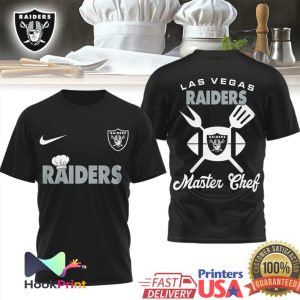 Las Vegas Raiders Master Chef Silver & Black Grilling T Shirt Las Vegas Raiders Master Chef Silver & Black Grilling T Shirt