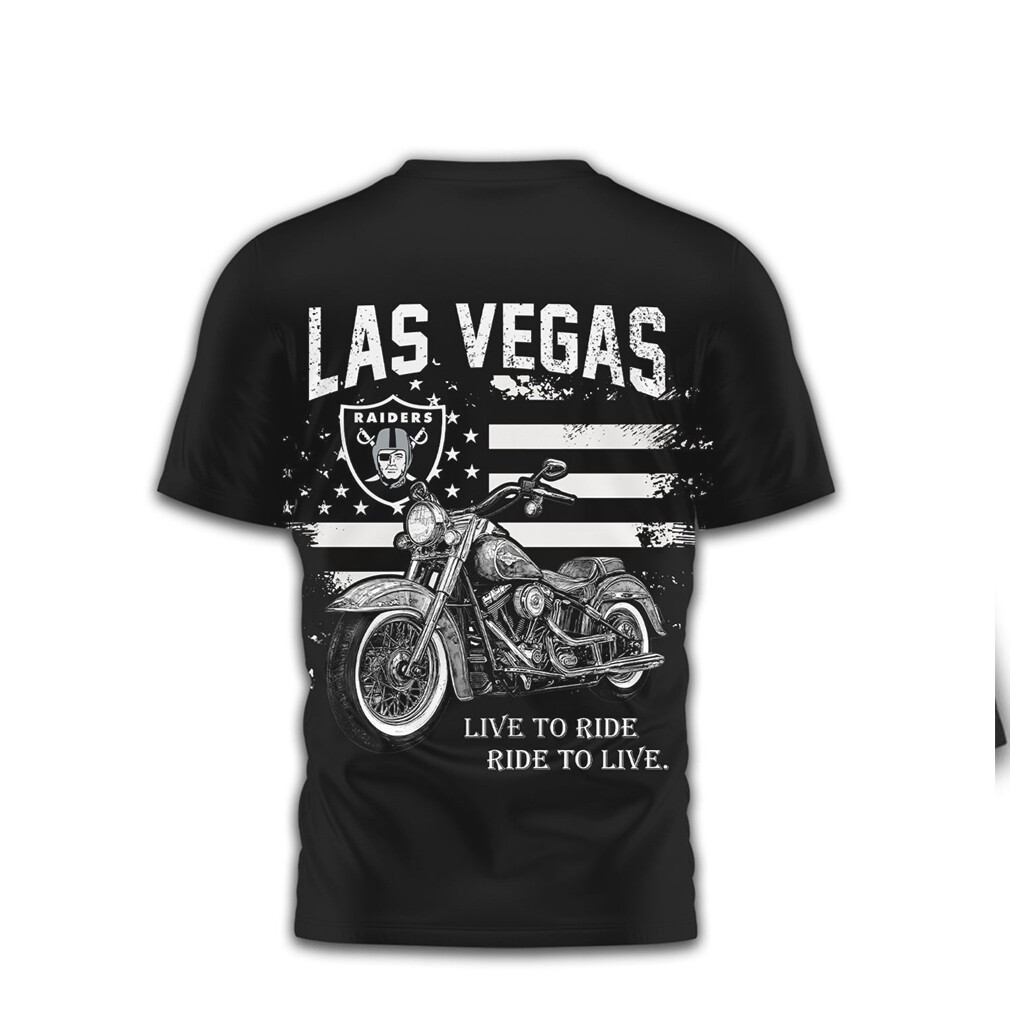 Las Vegas Raiders Motorcycle Live To Ride Biker NFL Shirt Las Vegas Raiders Motorcycle Live To Ride Biker NFL Shirt