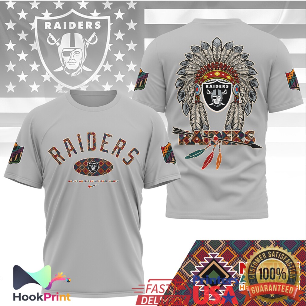 Las Vegas Raiders NFL Native American Heritage Month Headdress T Shirt Las Vegas Raiders NFL Native American Heritage Month Headdress T Shirt