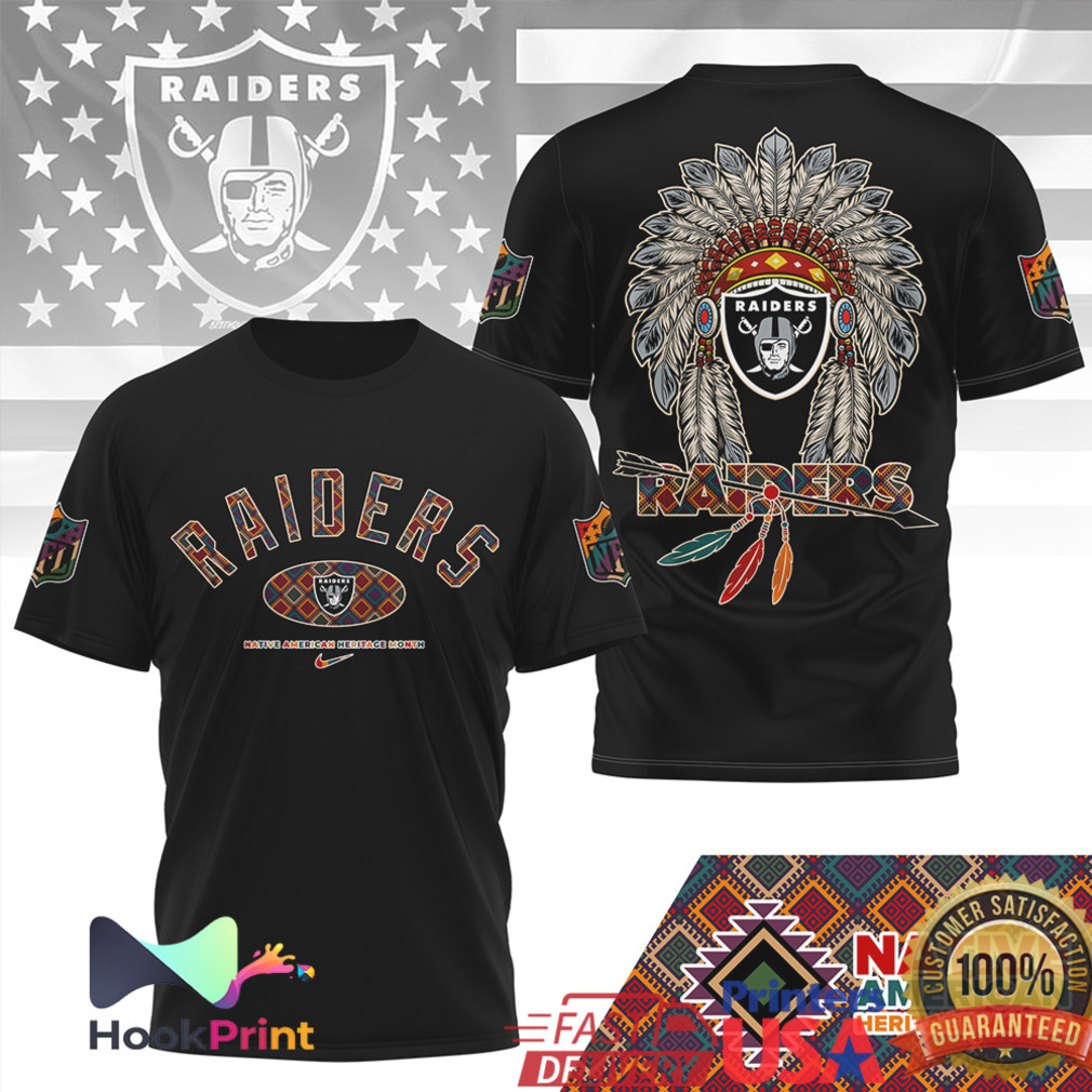 Las Vegas Raiders NFL Native American Heritage Month Headdress T Shirt Las Vegas Raiders NFL Native American Heritage Month Headdress T Shirt