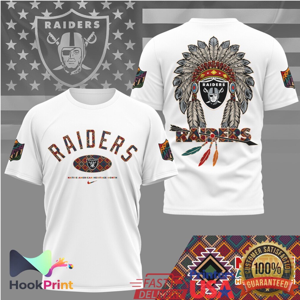 Las Vegas Raiders NFL Native American Heritage Month Headdress T Shirt Las Vegas Raiders NFL Native American Heritage Month Headdress T Shirt