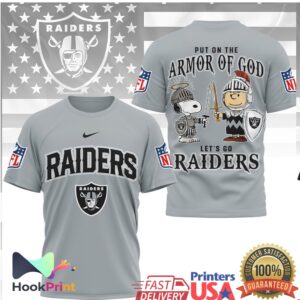Las Vegas Raiders Peanuts Snoopy Put On The Armor Of God Shirt