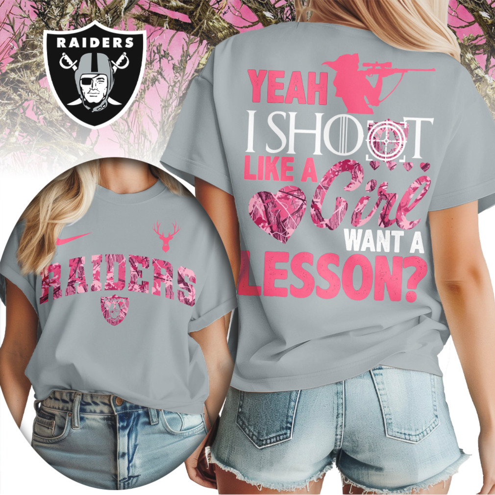 Las Vegas Raiders Shoot Like a Girl Pink Camo Hunting NFL Football T Shirt Las Vegas Raiders Shoot Like a Girl Pink Camo Hunting NFL Football T Shirt