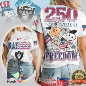 Las Vegas Raiders Snoopy 250 Year Of Freedom Patriotic Football T Shirt
