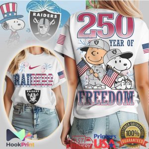 Las Vegas Raiders Snoopy 250 Year Of Freedom Patriotic Football T Shirt