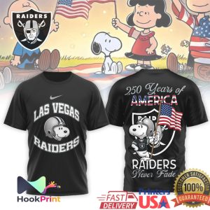 Las Vegas Raiders Snoopy 250 Years of America Patriotic NFL T Shirt
