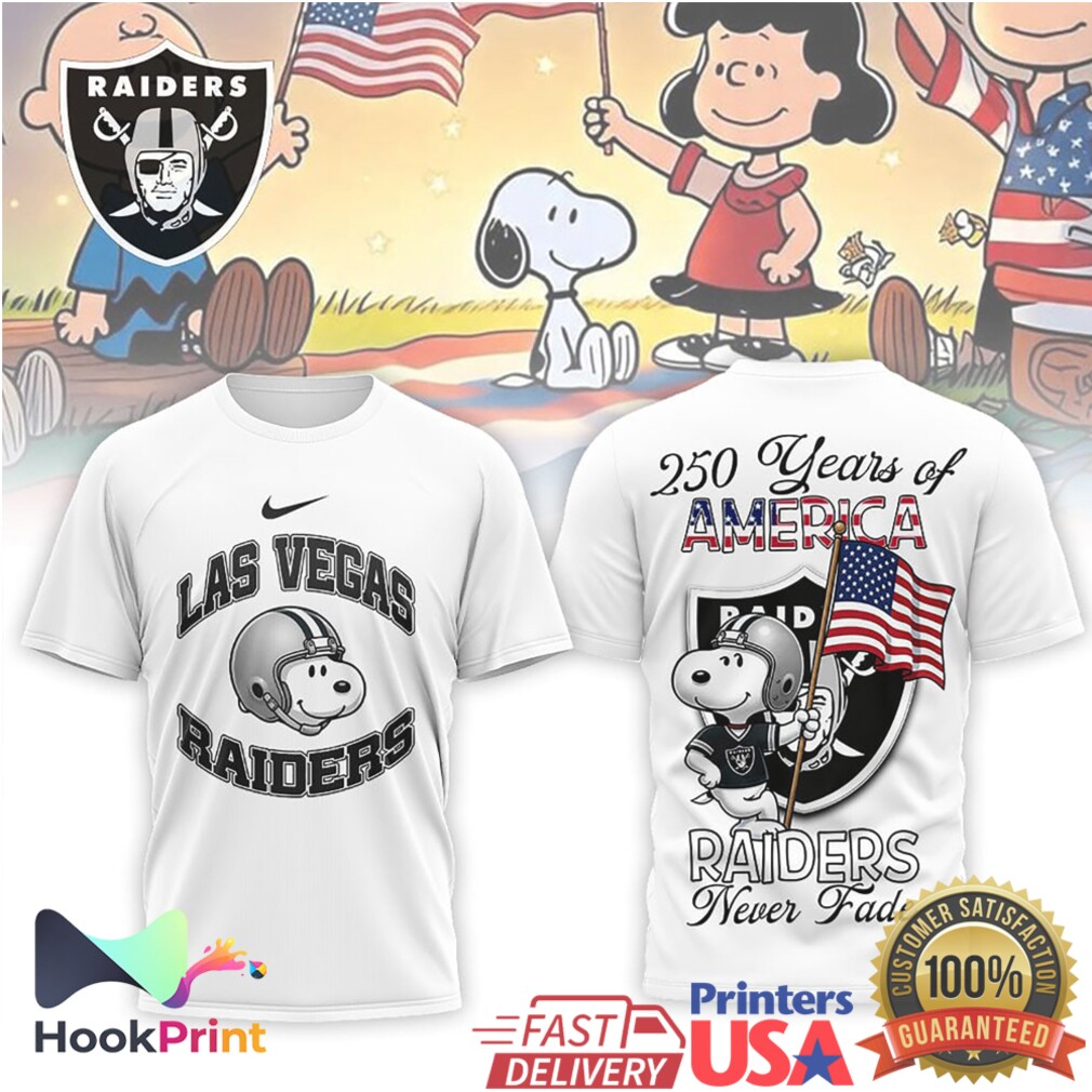 Las Vegas Raiders Snoopy 250 Years of America Patriotic NFL T Shirt Las Vegas Raiders Snoopy 250 Years of America Patriotic NFL T Shirt