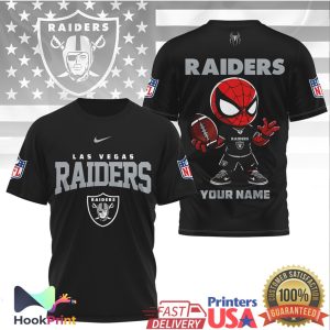 Las Vegas Raiders Spider Man Custom Name Mascot NFL Football T Shirt