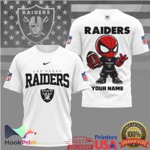 Las Vegas Raiders Spider Man Custom Name Mascot NFL Football T Shirt