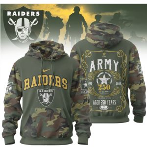 Las Vegas Raiders U.S. Army 250 Years Anniversary Camo Military T Shirt