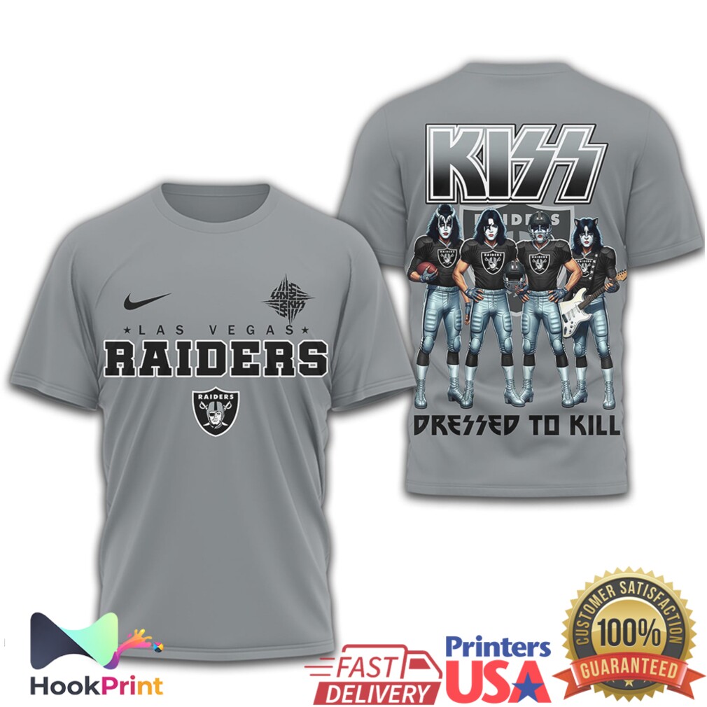 Las Vegas Raiders x KISS Dressed to Kill Band Mashup T Shirt Las Vegas Raiders x KISS Dressed to Kill Band Mashup T Shirt