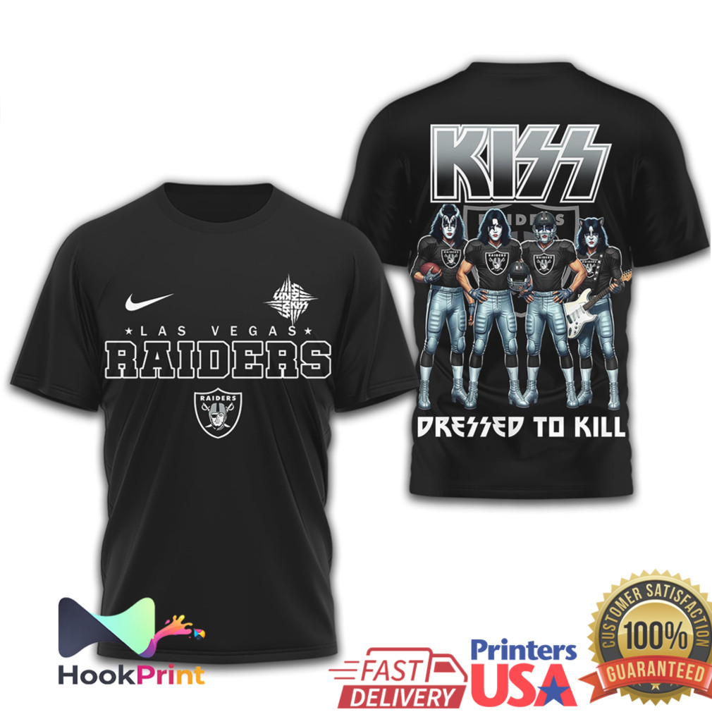 Las Vegas Raiders x KISS Dressed to Kill Band Mashup T Shirt Las Vegas Raiders x KISS Dressed to Kill Band Mashup T Shirt