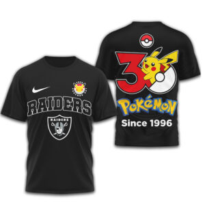 Las Vegas Raiders x Pokemon Pikachu 30th Anniversary Fan T Shirt
