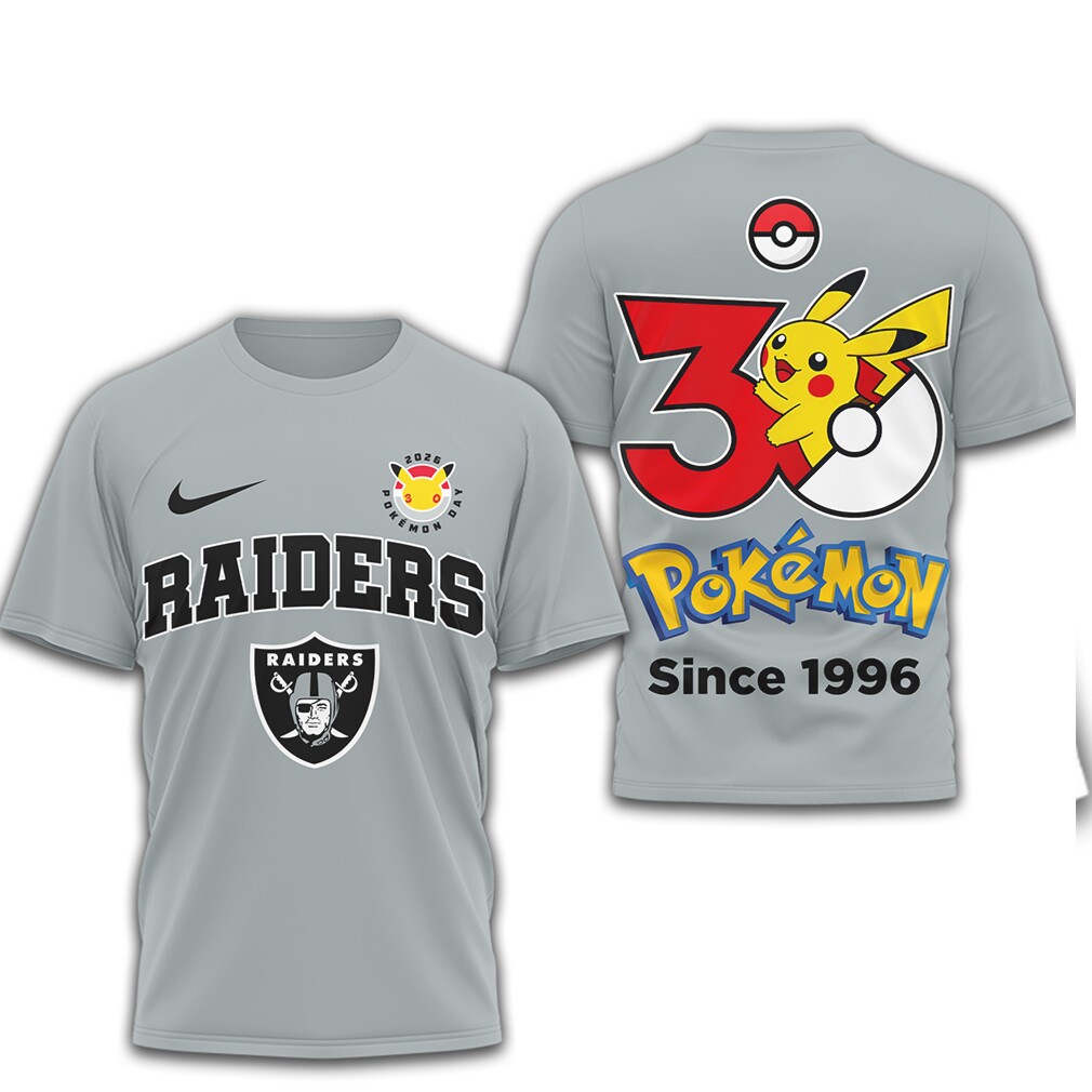 Las Vegas Raiders x Pokemon Pikachu 30th Anniversary Fan T Shirt Las Vegas Raiders x Pokemon Pikachu 30th Anniversary Fan T Shirt