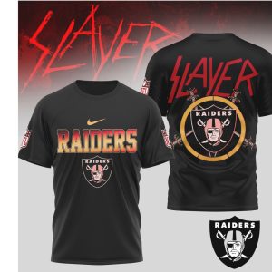 Las Vegas Raiders x Slayer Blackened NFL Band T Shirt Las Vegas Raiders x Slayer Blackened NFL Band T Shirt