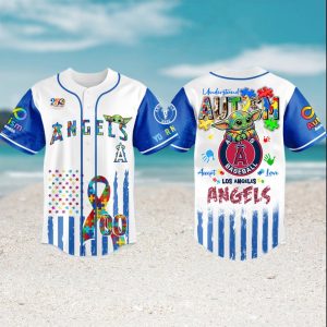 Los Angeles Angels Autism Awareness Baby Yoda Personalized Baseball Jersey