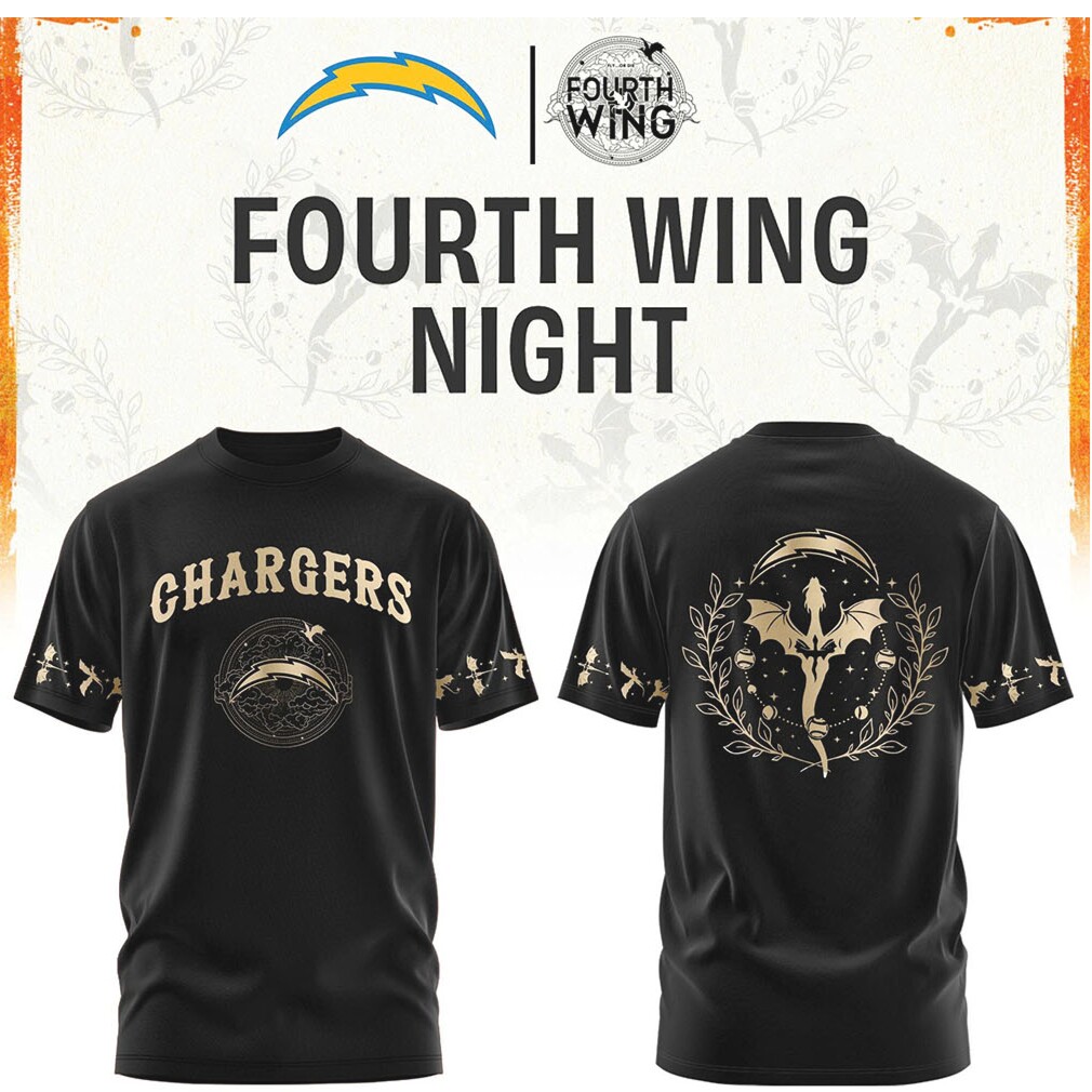 Los Angeles Chargers Fourth Wing Night Dragon Fantasy Football T Shirt Los Angeles Chargers Fourth Wing Night Dragon Fantasy Football T Shirt