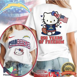 Los Angeles Chargers Hello Kitty 250 Years Of Freedom USA Flag NFL T Shirt