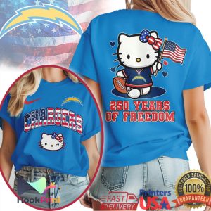 Los Angeles Chargers Hello Kitty 250 Years Of Freedom USA Flag NFL T Shirt
