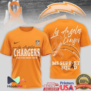 Los Angeles Chargers MS Awareness Orange MS Support Squad Ribbon T Shirt