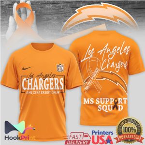 Los Angeles Chargers MS Awareness Orange MS Support Squad Ribbon T Shirt