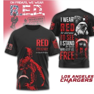 Los Angeles Chargers R.E.D. Friday Support Our Troops Military Graphic T Shirt Los Angeles Chargers R.E.D. Friday Support Our Troops Military Graphic T Shirt