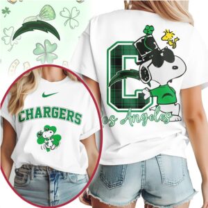 Los Angeles Chargers Snoopy Irish Luck St Patricks Day NFL Football T Shirt