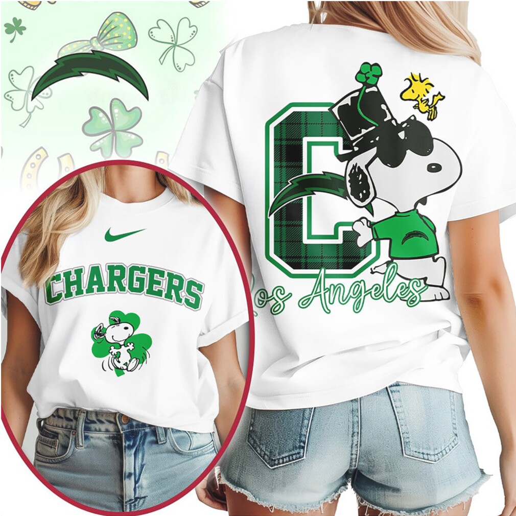 Los Angeles Chargers Snoopy Irish Luck St Patricks Day NFL Football T Shirt Los Angeles Chargers Snoopy Irish Luck St Patricks Day NFL Football T Shirt