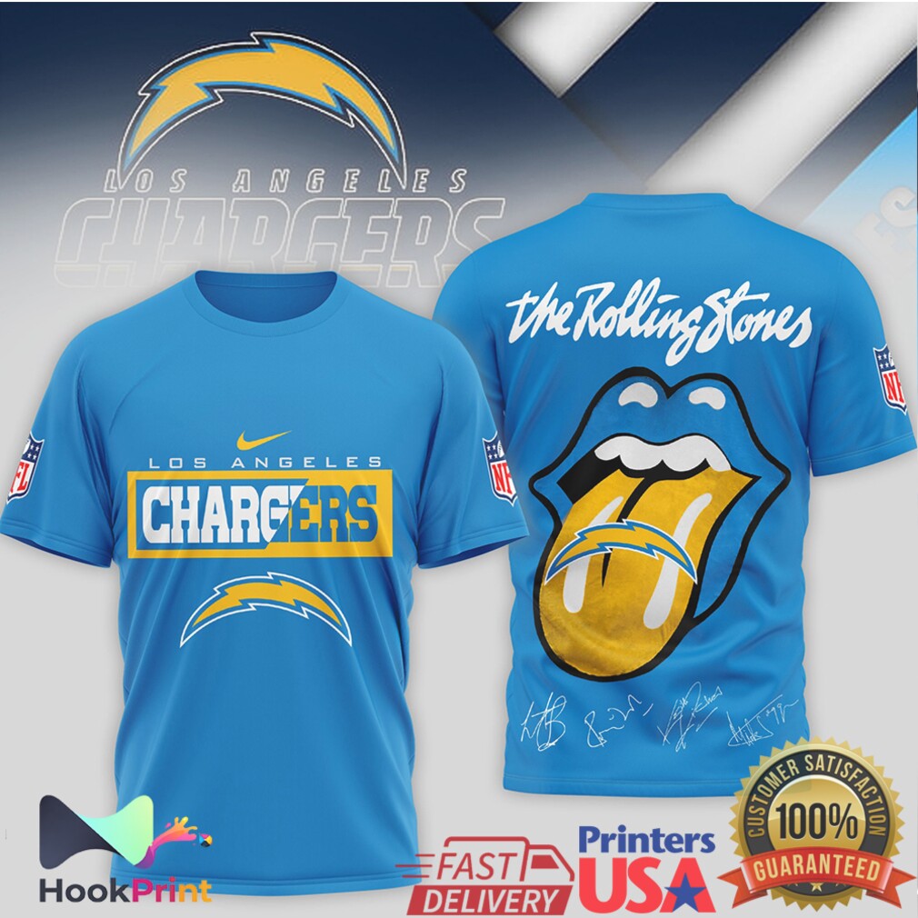 Los Angeles Chargers x The Rolling Stones Tongue Logo Signature T Shirt Los Angeles Chargers x The Rolling Stones Tongue Logo Signature T Shirt