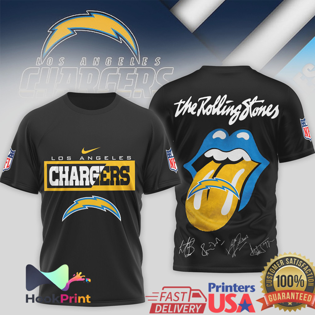 Los Angeles Chargers x The Rolling Stones Tongue Logo Signature T Shirt Los Angeles Chargers x The Rolling Stones Tongue Logo Signature T Shirt