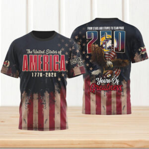 Los Angeles Rams 250 Years Of Greatness USA Bicentennial 1776 2026 NFL T Shirt
