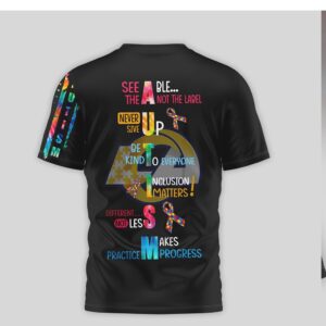 Los Angeles Rams Autism Awareness Tie Dye Stars Stripes T Shirt