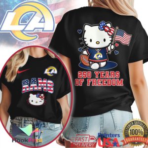 Los Angeles Rams Hello Kitty 250 Years Of Freedom American Flag NFL T Shirt