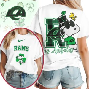 Los Angeles Rams Snoopy Shamrock St. Patrick's Day NFL Football T Shirt