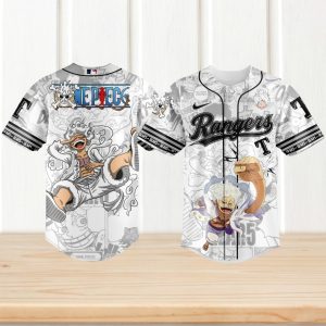 Luffy Gear 5 Texas Rangers One Piece Anime Baseball Manga T Shirt