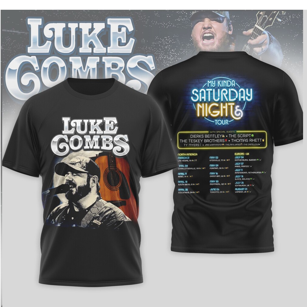 Luke Combs My Kinda Saturday Night Tour 2024 Concert T Shirt Luke Combs My Kinda Saturday Night Tour 2024 Concert T Shirt