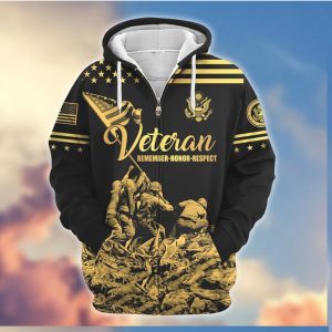 Memorial Day Veteran Remember Honor Respect Iwo Jima 3D Zip Hoodie