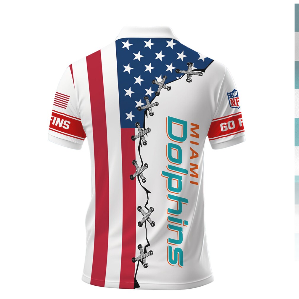 Miami Dolphins American Flag Laced Style Polo Shirt Miami Dolphins American Flag Laced Style Polo Shirt