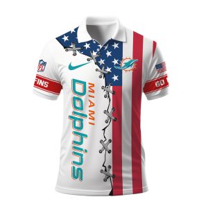 Miami Dolphins American Flag Laced Style Polo Shirt