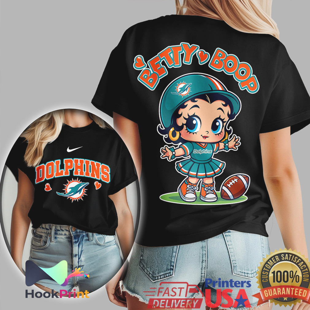 Miami Dolphins Betty Boop Graphic NFL Fan Cheerleader T Shirt Miami Dolphins Betty Boop Graphic NFL Fan Cheerleader T Shirt