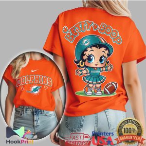 Miami Dolphins Betty Boop Graphic NFL Fan Cheerleader T Shirt